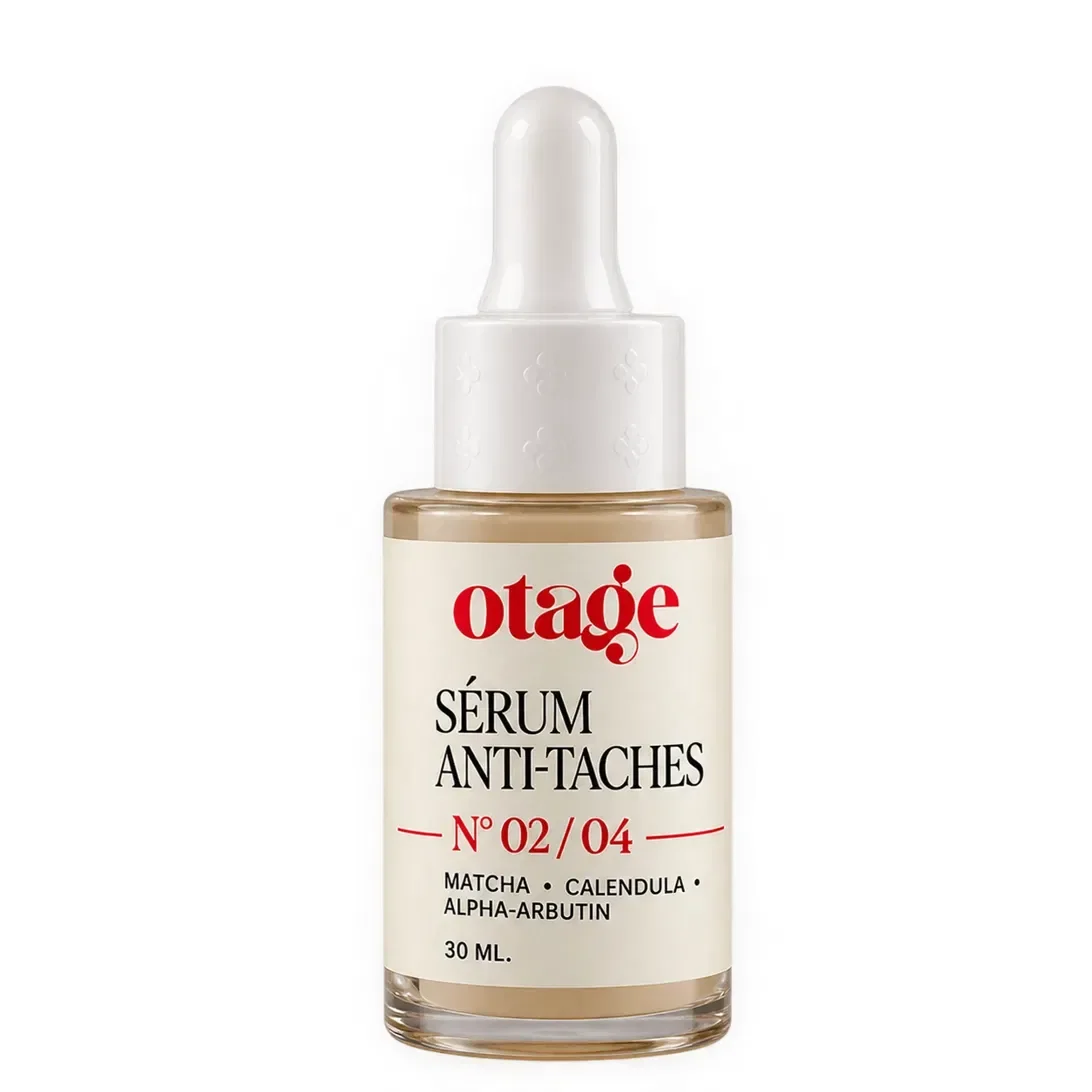 Sérum anti-taches OTAGE N°02, flacon sur fond blanc